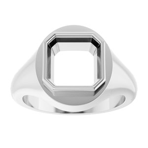 10K White Gold 9x9 mm Asscher Bezel-Set Ring Mounting – image 6