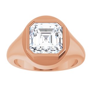 18K Rose Gold 9x9 mm Asscher Bezel-Set Ring Mounting – image 5