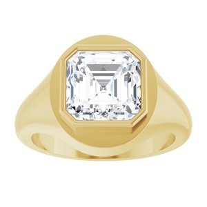 14K Yellow Gold 9x9 mm Asscher Bezel-Set Ring Mounting – image 5