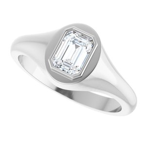14K X1 White Gold 6.5x4.5 mm Emerald Bezel-Set Ring Mounting – image 8