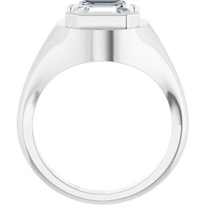 18K White Gold 9x9 mm Asscher Bezel-Set Ring Mounting – image 3