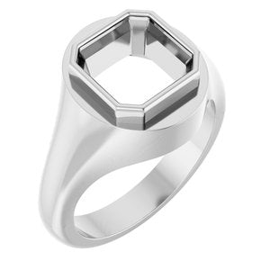 18K White Gold 9x9 mm Asscher Bezel-Set Ring Mounting – image 2