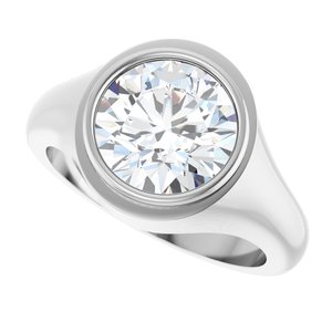 14K White Gold 10 mm Round Bezel-Set Ring Mounting – image 8