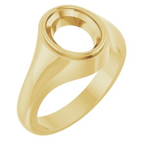 10K Yellow Gold 10x8 mm Oval Bezel-Set Ring Mounting – image 2