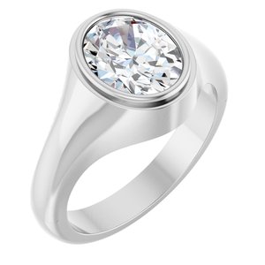 10K White Gold 10x8 mm Oval Bezel-Set Ring Mounting