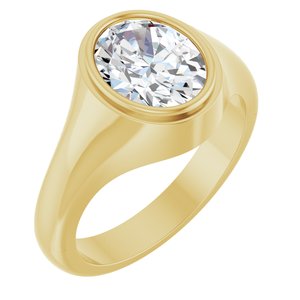 10K Yellow Gold 10x8 mm Oval Bezel-Set Ring Mounting