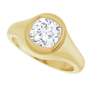 18K Yellow Gold 7.5x7.5 mm Cushion Bezel-Set Ring Mounting – image 8