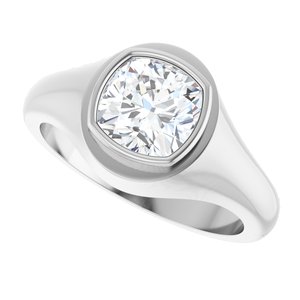 14K White Gold 7.5x7.5 mm Cushion Bezel-Set Ring Mounting – image 8