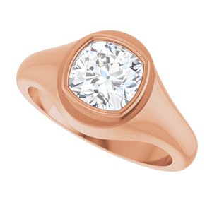 14K Rose Gold 7.5x7.5 mm Cushion Bezel-Set Ring Mounting – image 8