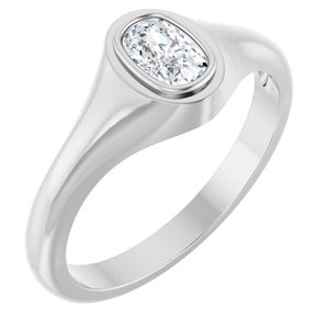 14K X1 White Gold 6x4 mm Elongated Cushion Bezel-Set Ring Mounting