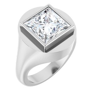 10K White Gold 10x10 mm Square Bezel-Set Ring Mounting
