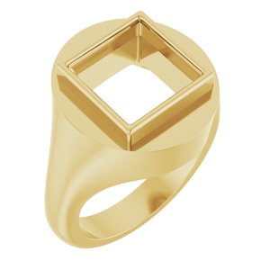 18K Yellow Gold 10x10 mm Square Bezel-Set Ring Mounting – image 2