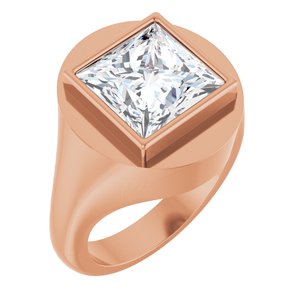 10K Rose Gold 10x10 mm Square Bezel-Set Ring Mounting