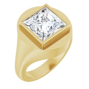 18K Yellow Gold 10x10 mm Square Bezel-Set Ring Mounting