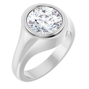 14K White Gold 10 mm Round Bezel-Set Ring Mounting