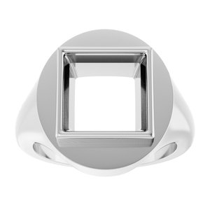 10K White Gold 10x10 mm Square Bezel-Set Ring Mounting – image 6