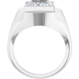 18K White Gold 10x10 mm Square Bezel-Set Ring Mounting – image 3