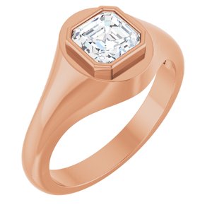 14K Rose Gold 6x6 mm Asscher Bezel-Set Ring Mounting