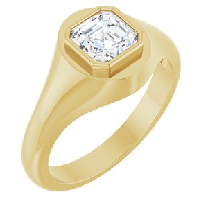 10K Yellow Gold 6x6 mm Asscher Bezel-Set Ring Mounting