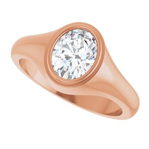 14K Rose Gold 8.5x6.5 mm Oval Bezel-Set Ring Mounting – image 8