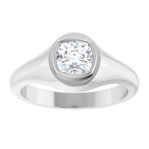 10K White Gold 6x6 mm Cushion Bezel-Set Ring Mounting – image 5
