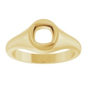 14K Yellow Gold 6x6 mm Cushion Bezel-Set Ring Mounting – image 6