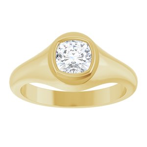 18K Yellow Gold 6x6 mm Cushion Bezel-Set Ring Mounting – image 5