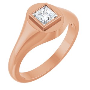 14K Rose Gold 4.5x4.5 mm Square Bezel-Set Ring Mounting