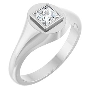 10K White Gold 4.5x4.5 mm Square Bezel-Set Ring Mounting