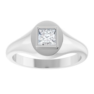 10K White Gold 4.5x4.5 mm Square Bezel-Set Ring Mounting – image 5