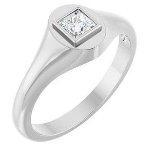 Sterling Silver 3.75x3.75 mm Square Bezel-Set Ring Mounting