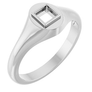 14K X1 White Gold 3.75x3.75 mm Square Bezel-Set Ring Mounting – image 2