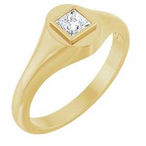 14K Yellow Gold 3.75x3.75 mm Square Bezel-Set Ring Mounting