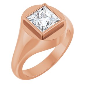 10K Rose Gold 7x7 mm Square Bezel-Set Ring Mounting