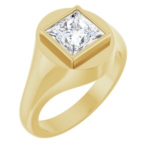 18K Yellow Gold 7x7 mm Square Bezel-Set Ring Mounting