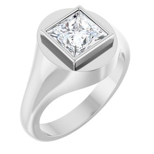 14K X1 White Gold 7x7 mm Square Bezel-Set Ring Mounting
