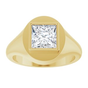 18K Yellow Gold 7x7 mm Square Bezel-Set Ring Mounting – image 5