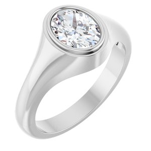 Platinum 8.5x6.5 mm Oval Bezel-Set Ring Mounting