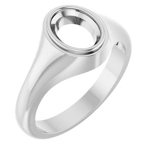 Platinum 8.5x6.5 mm Oval Bezel-Set Ring Mounting – image 2