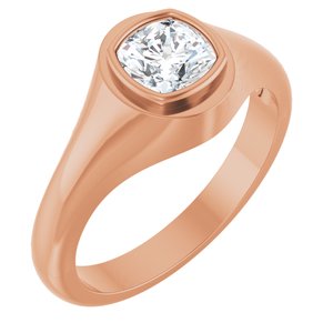 10K Rose Gold 6x6 mm Cushion Bezel-Set Ring Mounting
