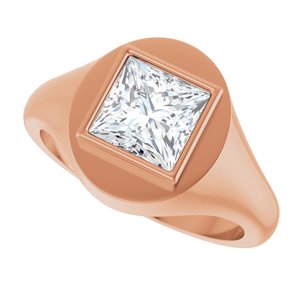 18K Rose Gold 7x7 mm Square Bezel-Set Ring Mounting – image 8