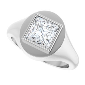 10K White Gold 7x7 mm Square Bezel-Set Ring Mounting – image 8