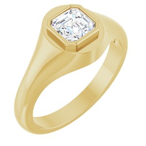 18K Yellow Gold 5.5x5.5 mm Asscher Bezel-Set Ring Mounting