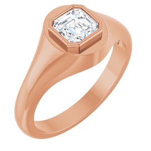 14K Rose Gold 5.5x5.5 mm Asscher Bezel-Set Ring Mounting