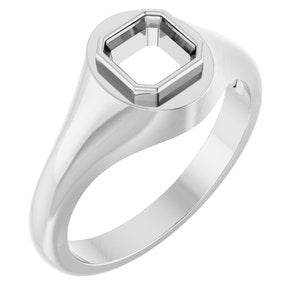 14K White Gold 5.5x5.5 mm Asscher Bezel-Set Ring Mounting – image 2