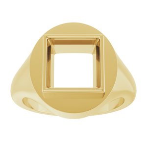 18K Yellow Gold 9x9 mm Square Bezel-Set Ring Mounting – image 6