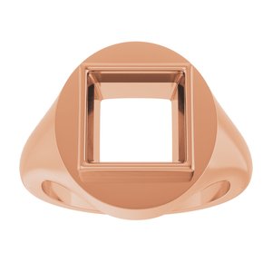 18K Rose Gold 9x9 mm Square Bezel-Set Ring Mounting – image 6