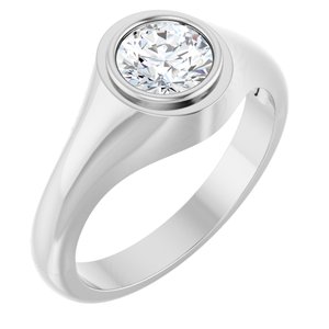 14K White Gold 6.5 mm Round Bezel-Set Ring Mounting