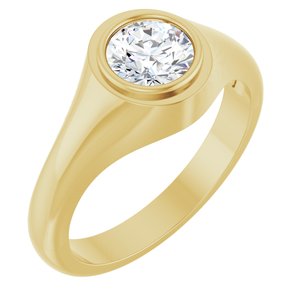 18K Yellow Gold 6.5 mm Round Bezel-Set Ring Mounting