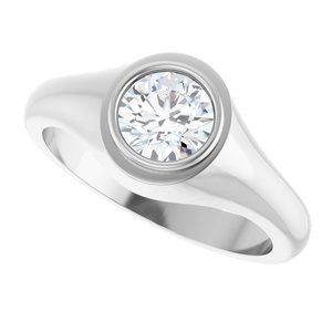 10K White Gold 6.5 mm Round Bezel-Set Ring Mounting – image 8